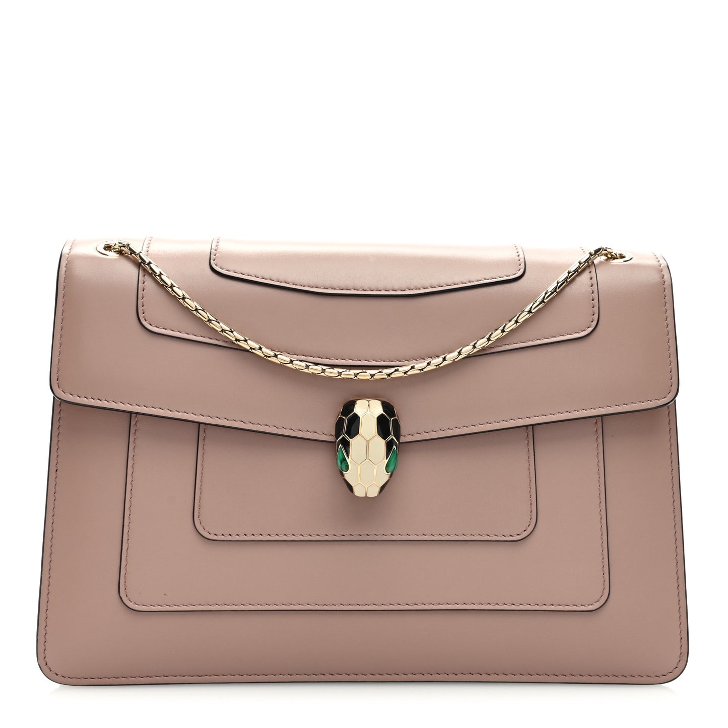 Calfskin Serpenti Forever Shoulder Bag Beige