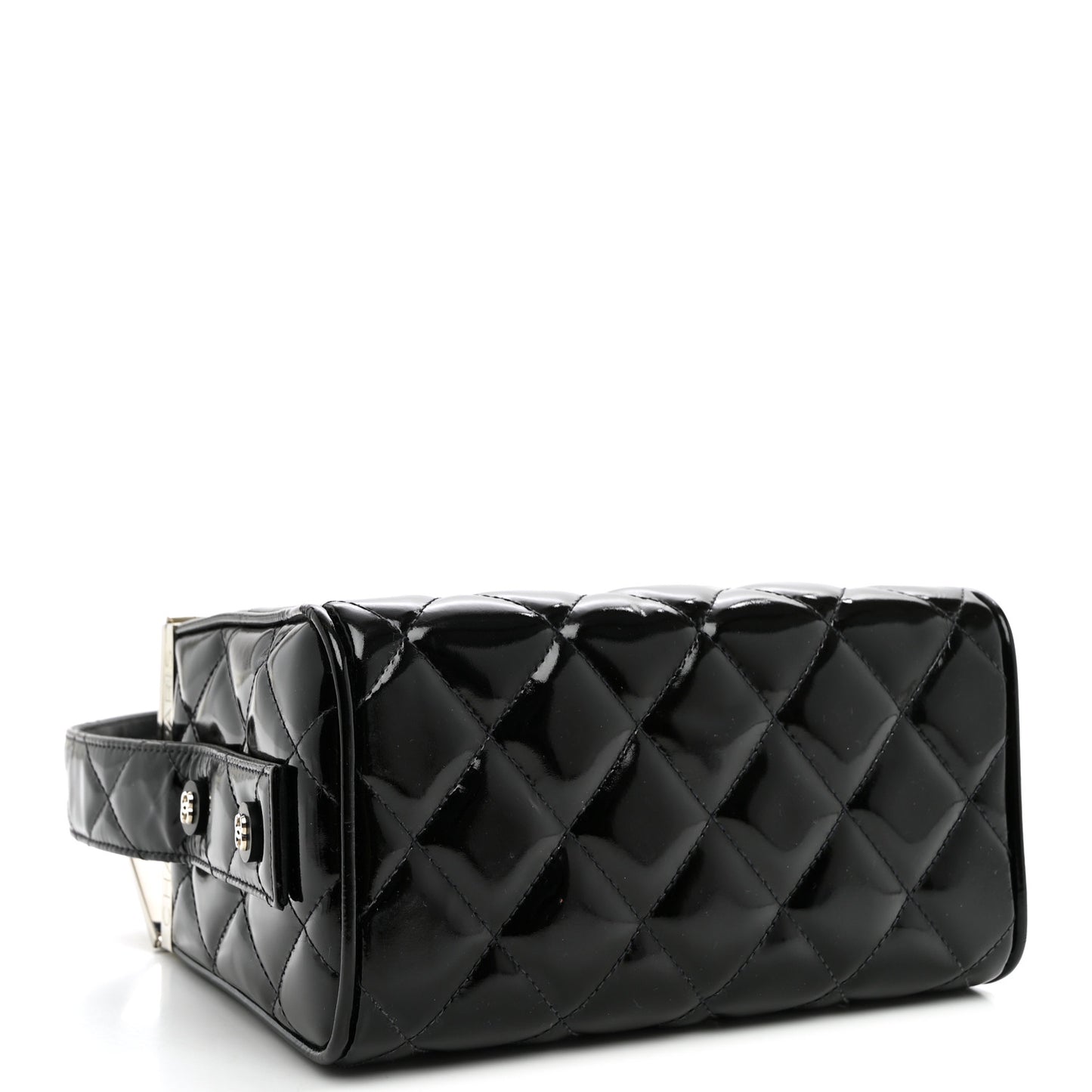 Patent Quilted Vanity Clutch Black