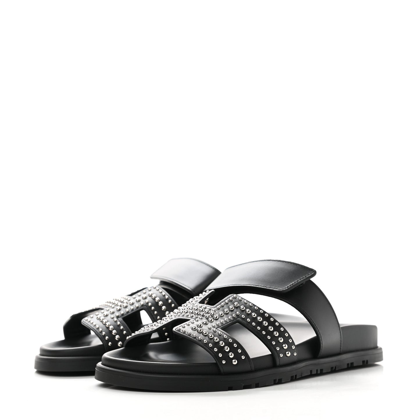 Mini Stud Calfskin Womens Chypre Sandals 37.5 Black