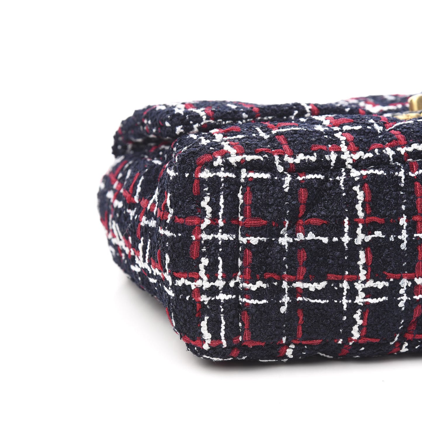 Tweed Quilted Large 19 Flap Navy Blue White Red