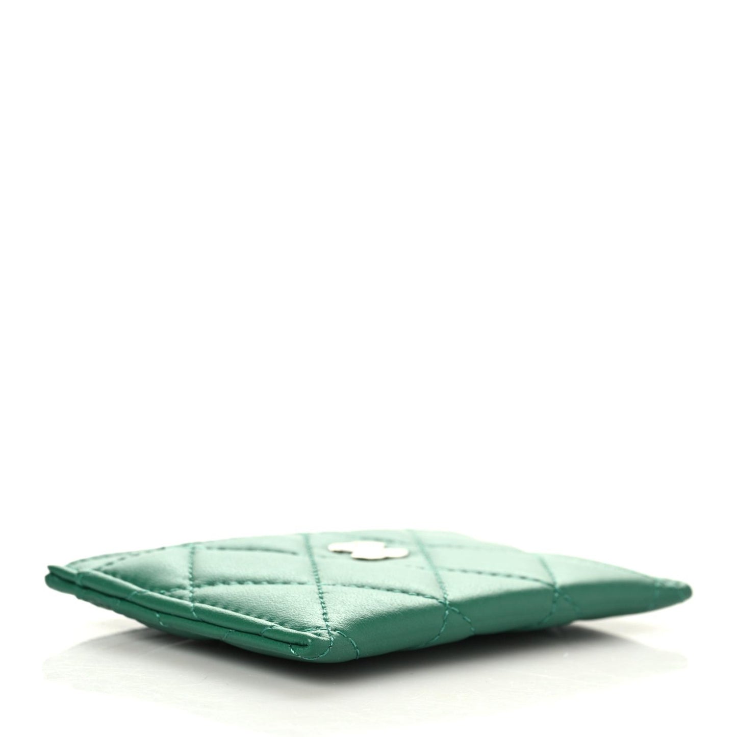 Lambskin Quilted Card Holder Green