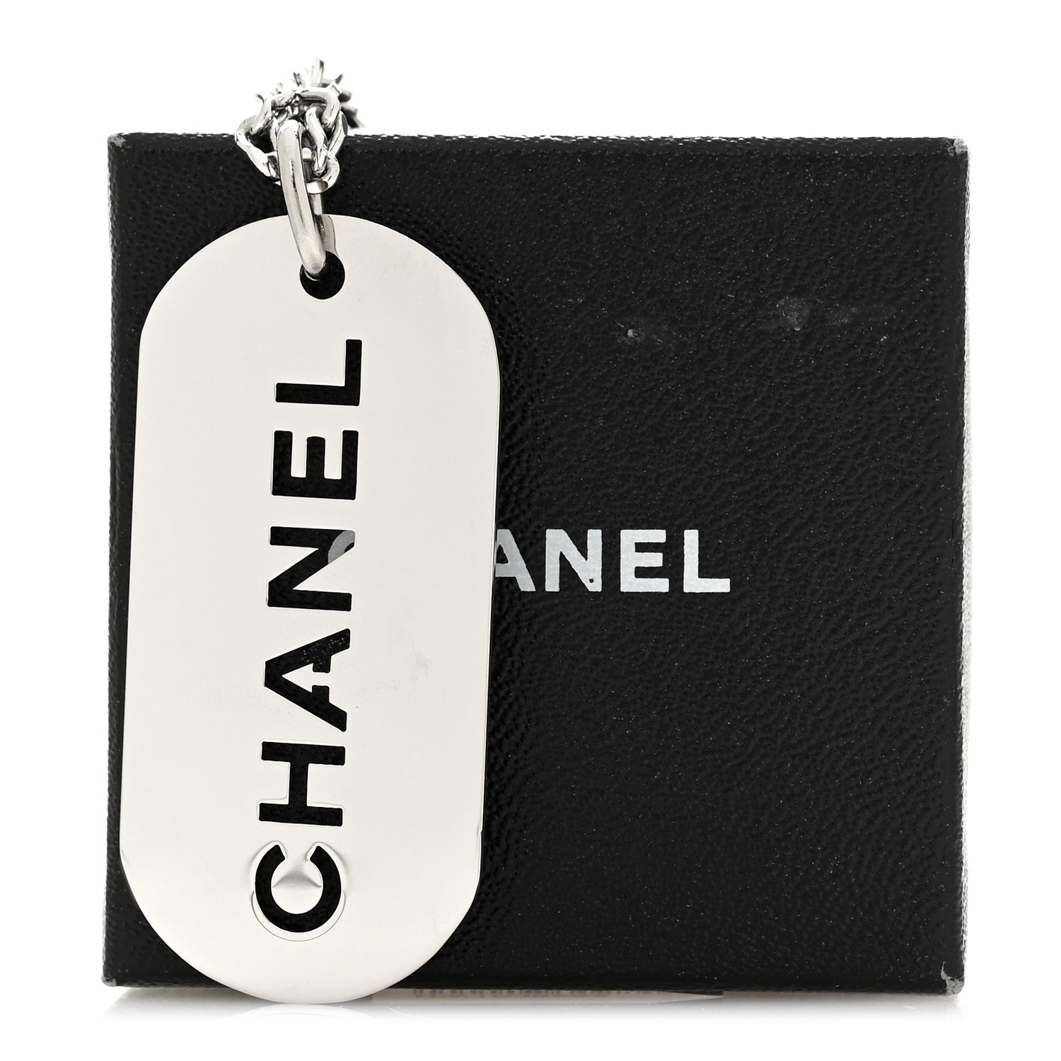 Chanel Metal Logo Dog Tag Key Ring Silver 1830284 – FASHIONPHILE