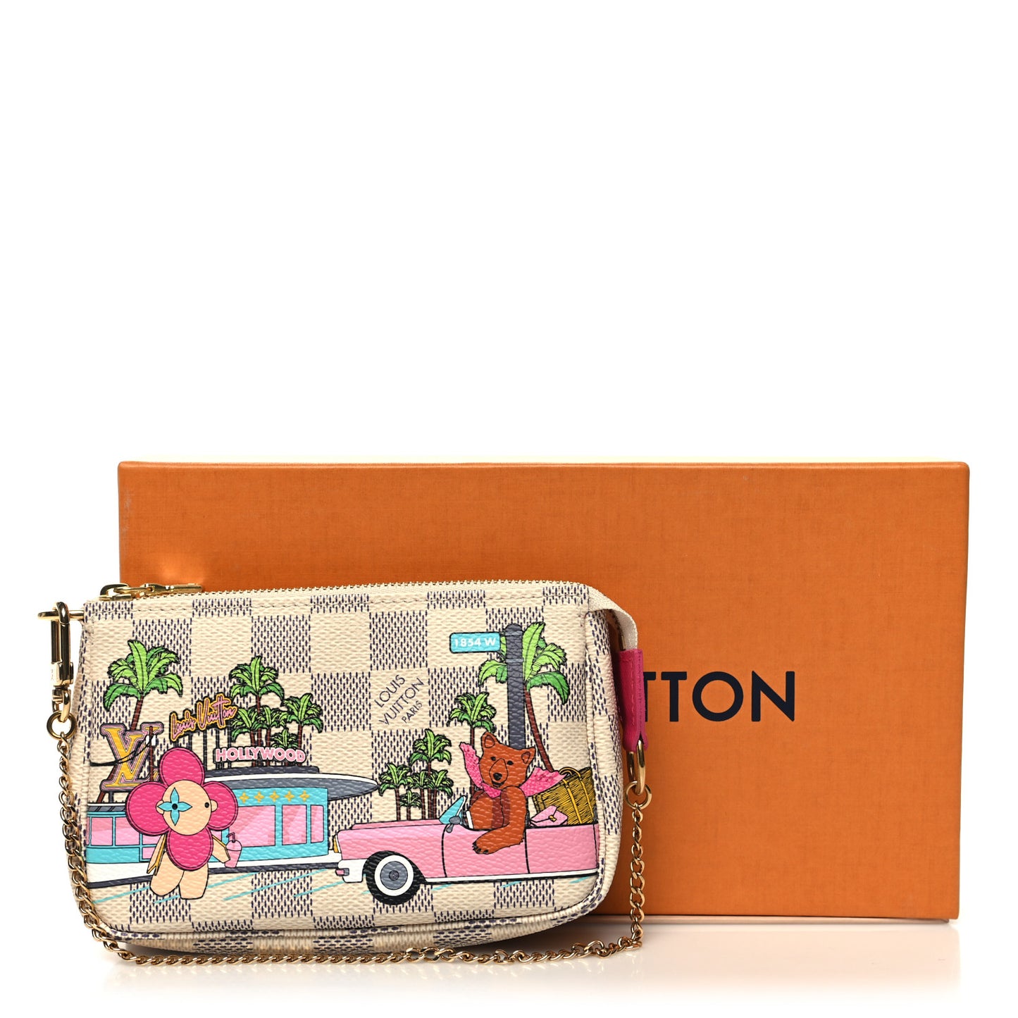 Damier Azur 2021 Christmas Animation Hollywood Mini Pochette Accessories Fuchsia