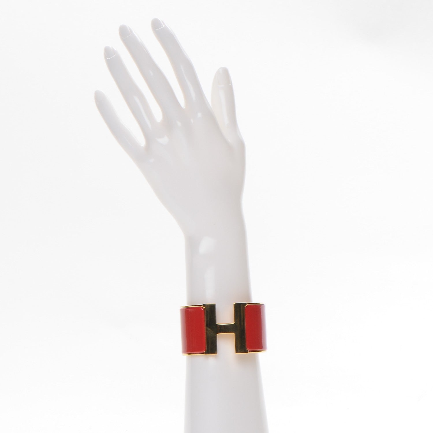 Hermes Enamel Clic Clac H Extra Wide Bracelet PM Red 2 of 7