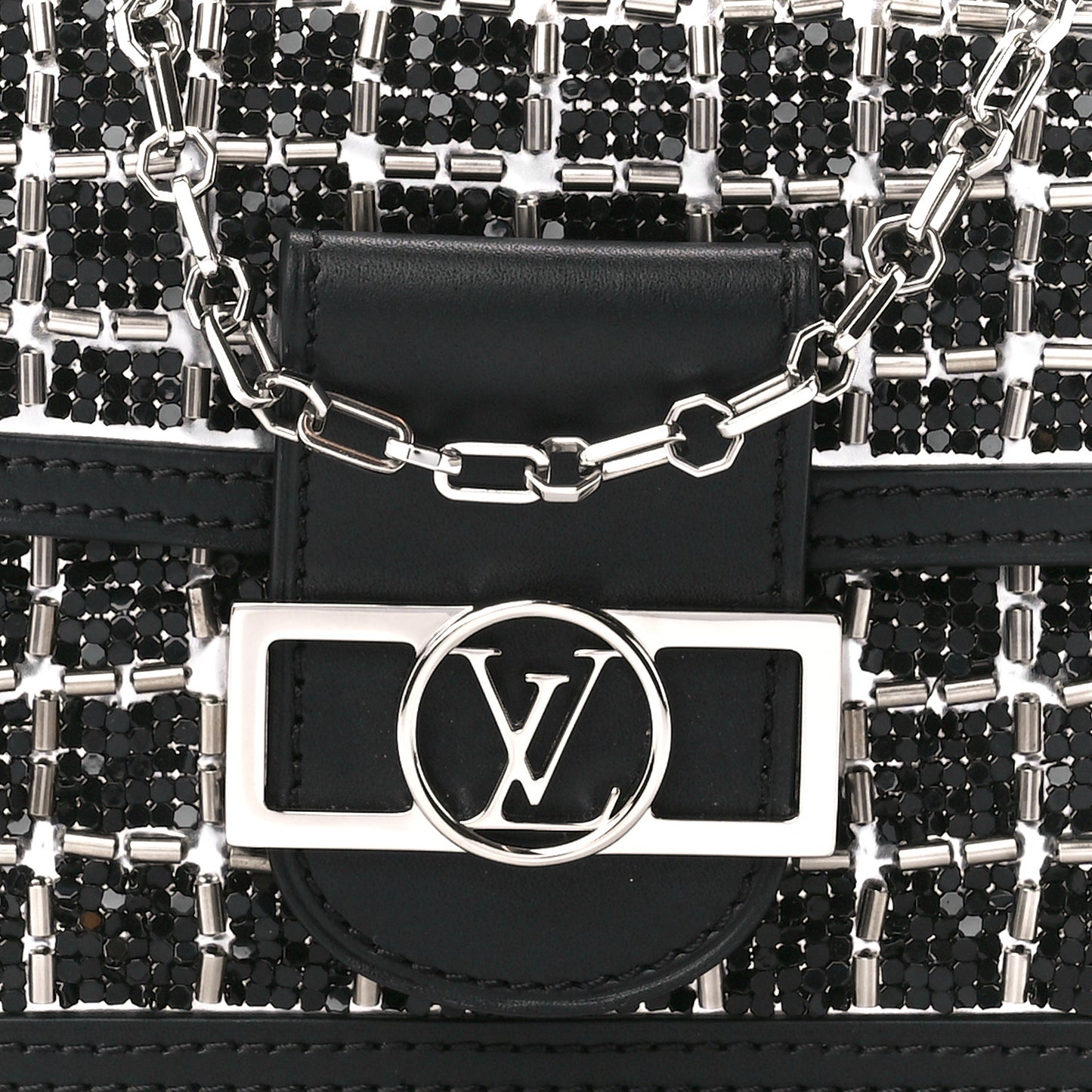 Tweed Sequin Dauphine Minaudiere Black