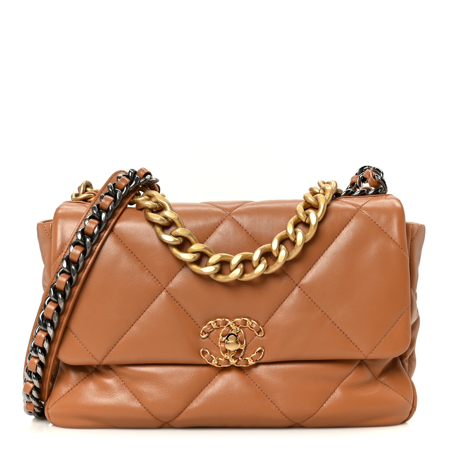 Chanel Lambskin Quilted Large Chanel 19 Flap Brown 1 of 11