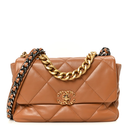 Chanel Lambskin Quilted Large Chanel 19 Flap Brown 1 of 11