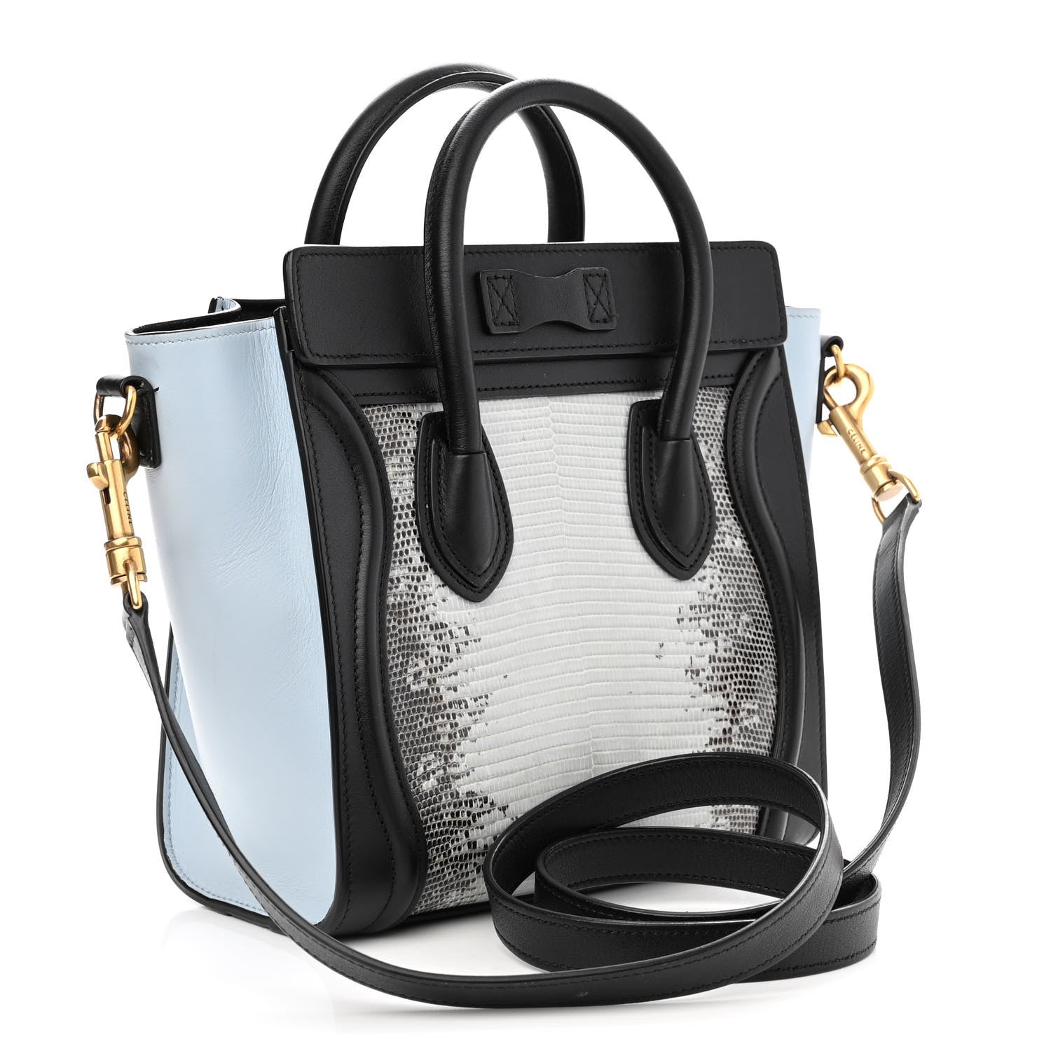 Celine Lizard Smooth Calfskin Nano Tri-Color Luggage Mineral 3 of 14