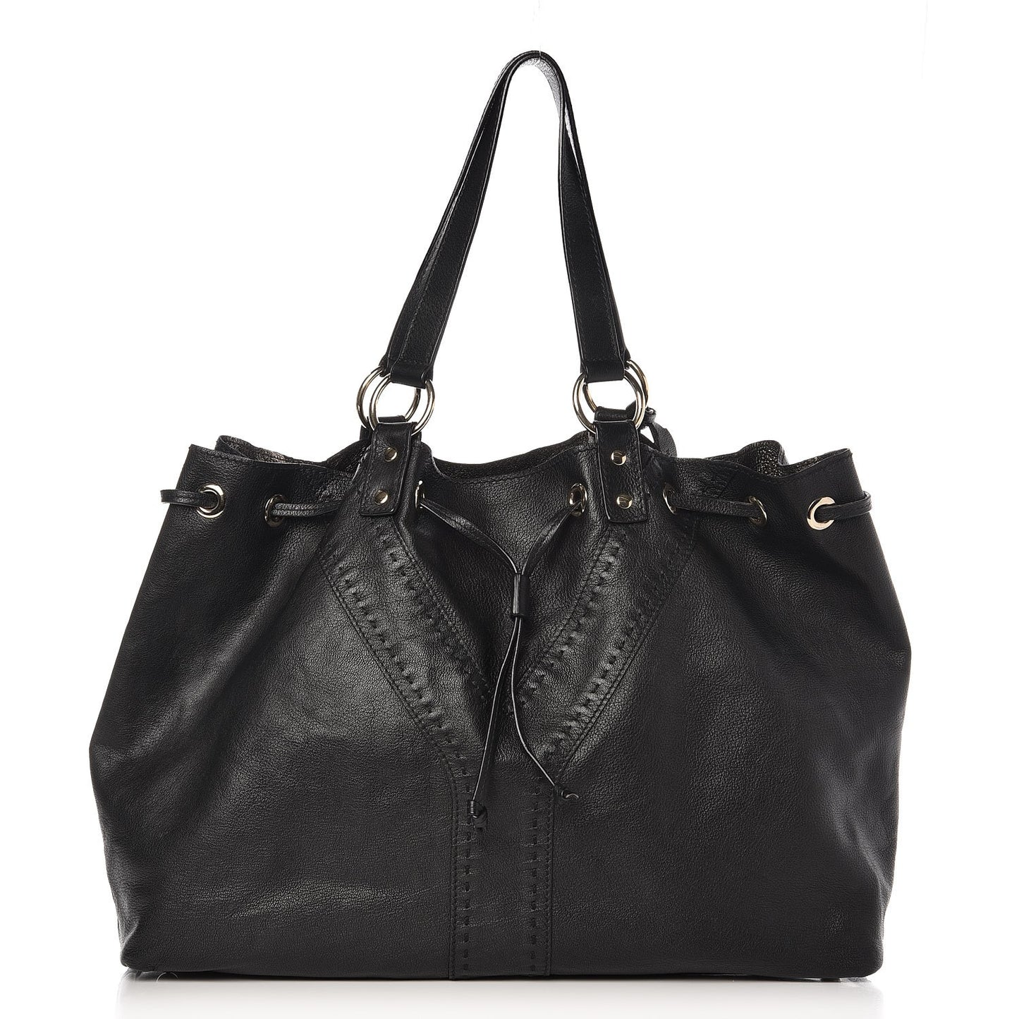 Calfskin Reversible Double Sac Y Tote Bronze Black