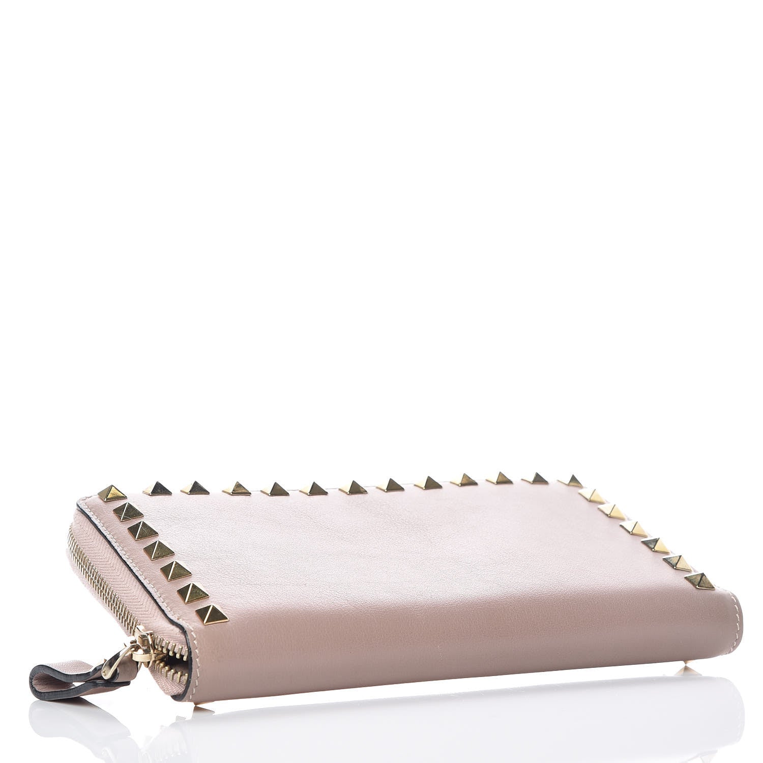 Valentino Garavani Calfskin Rockstud Zip Around Wallet Poudre 4 of 11