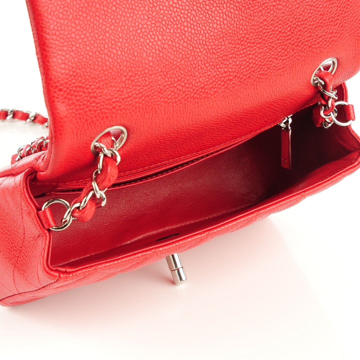 Caviar Quilted Mini Rectangular Flap Red