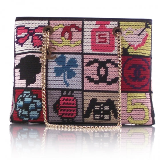 Lambskin Cross-Stitch Symbols Charms Bag