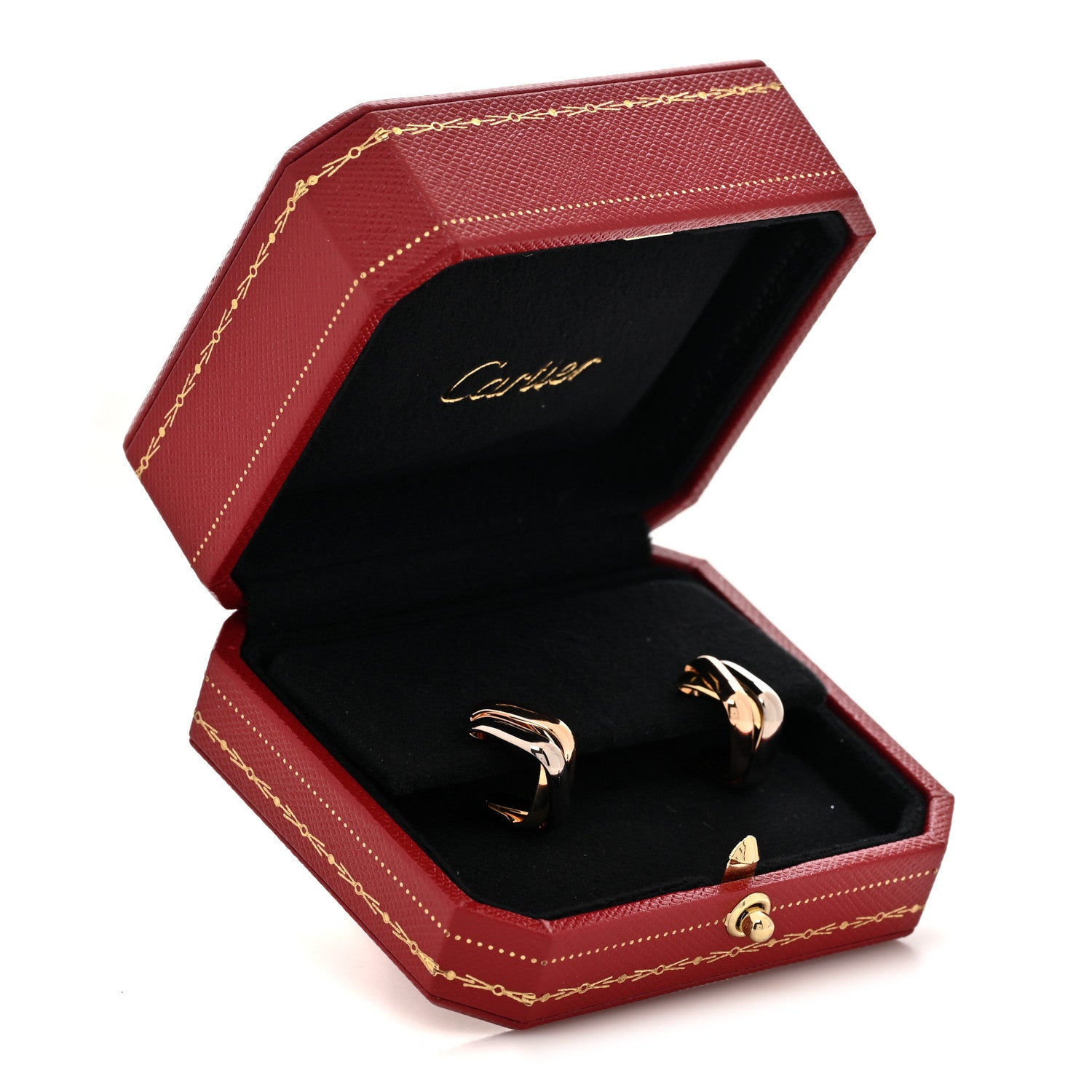 Cartier 18K Pink Yellow White Gold Cushion Trinity Hoop Earrings 5 of 5