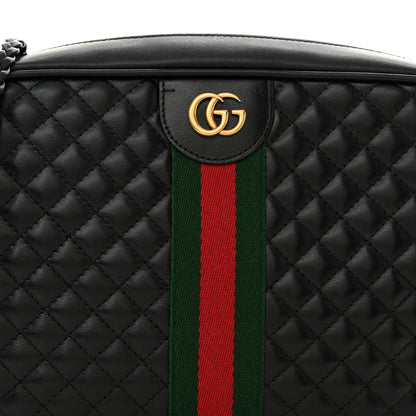 Gucci Calfskin Web Trapuntata Small GG Shoulder Bag Black 8 of 10