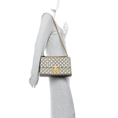 Gucci GG Supreme Monogram Bees Medium Padlock Shoulder Bag Beige Oro Black 2 of 10