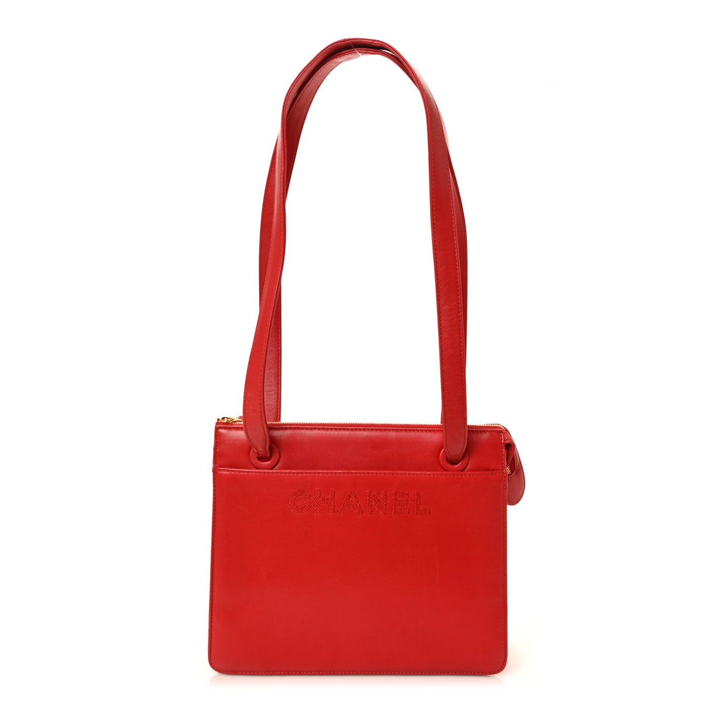 Calfskin Logo Shoulder Bag Red