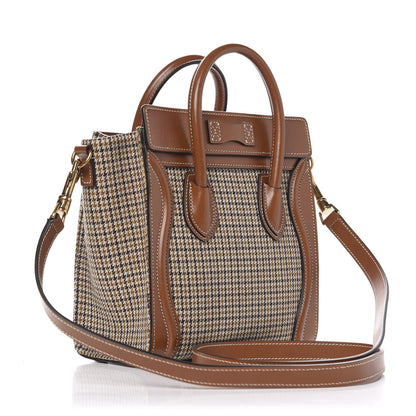 Celine Smooth Calfskin Houndstooth Nano Luggage Tan 4 of 11