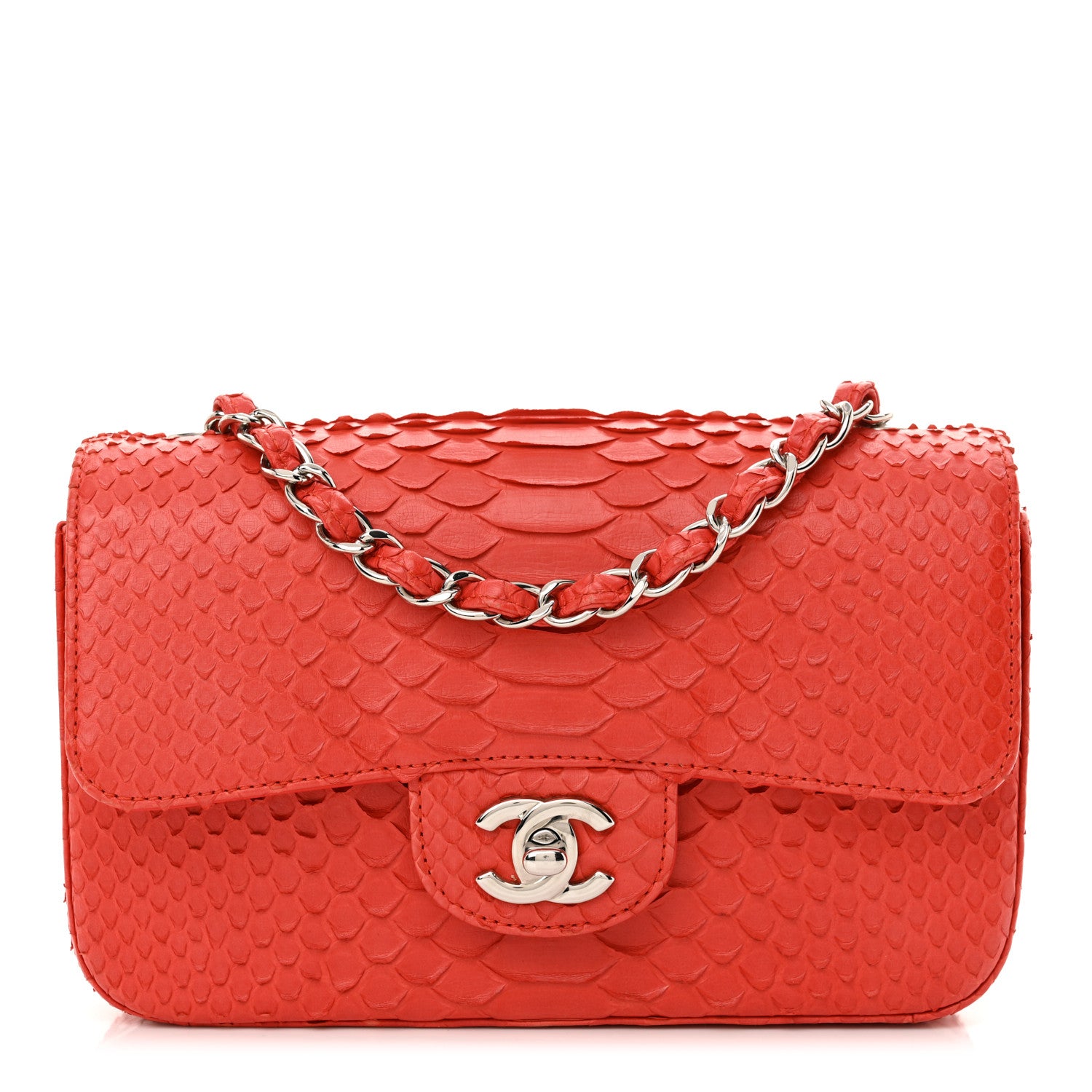 Chanel Snakeskin Mini Rectangular Flap Red 1 of 11