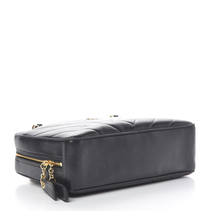 Chanel Lambskin Chevron Quilted Camera Case Black 5 of 15