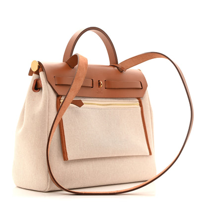 Hermes H Plume Canvas Vache Hunter Circuit 24 Herbag Zip Retourne 31 Fauve Ecru Beige 4 of 14