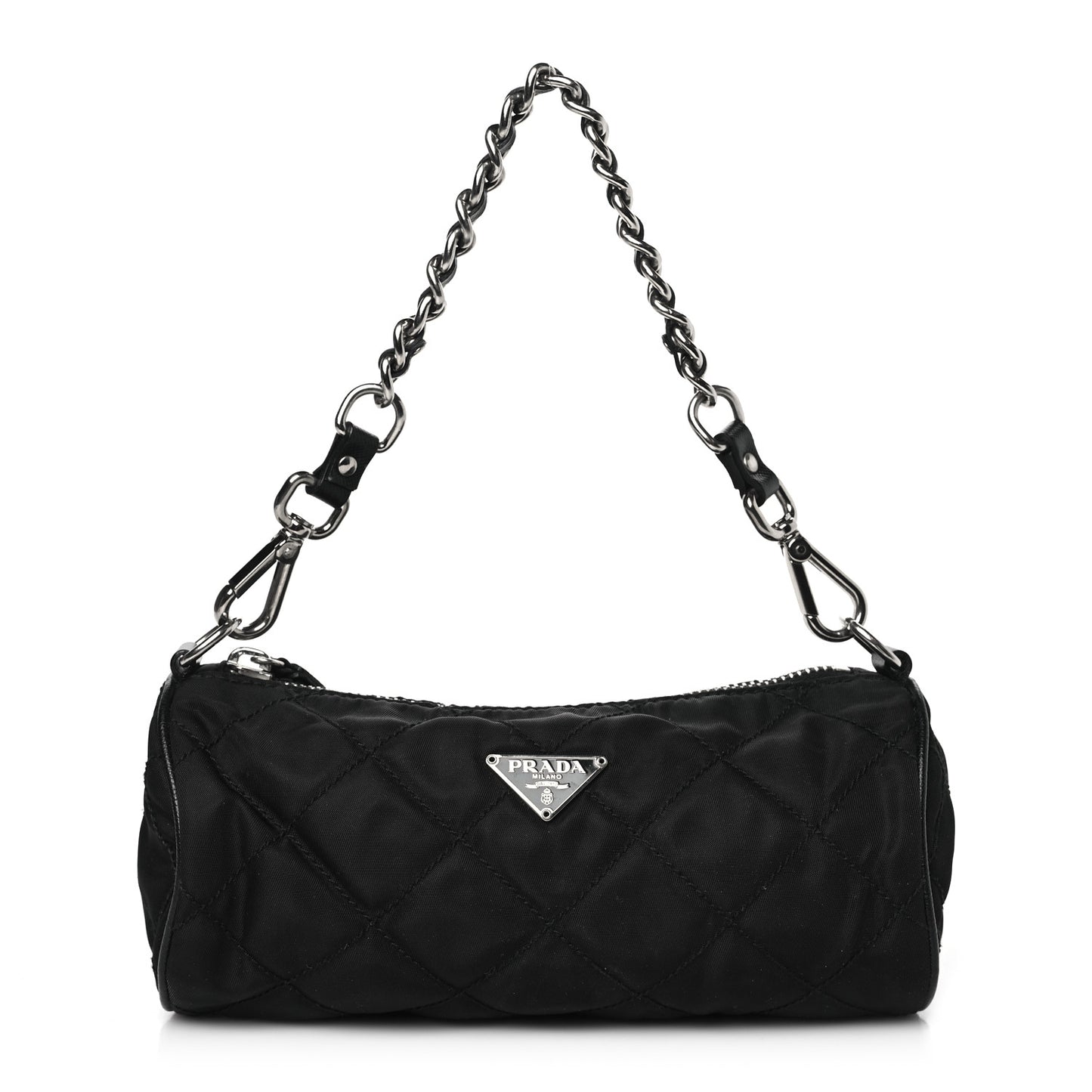 Tessuto Nylon Saffiano Impunturato Quilted Barrel Pochette Black