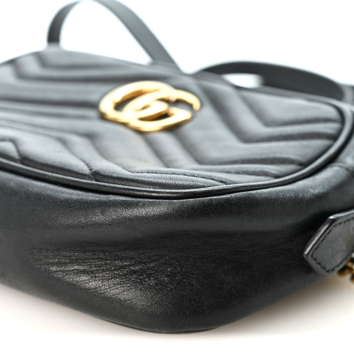 Gucci Calfskin Matelasse Mini GG Marmont Chain Shoulder Bag Black 10 of 10