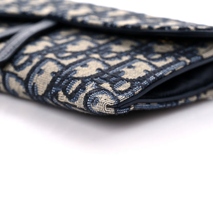 Christian Dior Oblique Saddle Chain Long Wallet Blue 10 of 11
