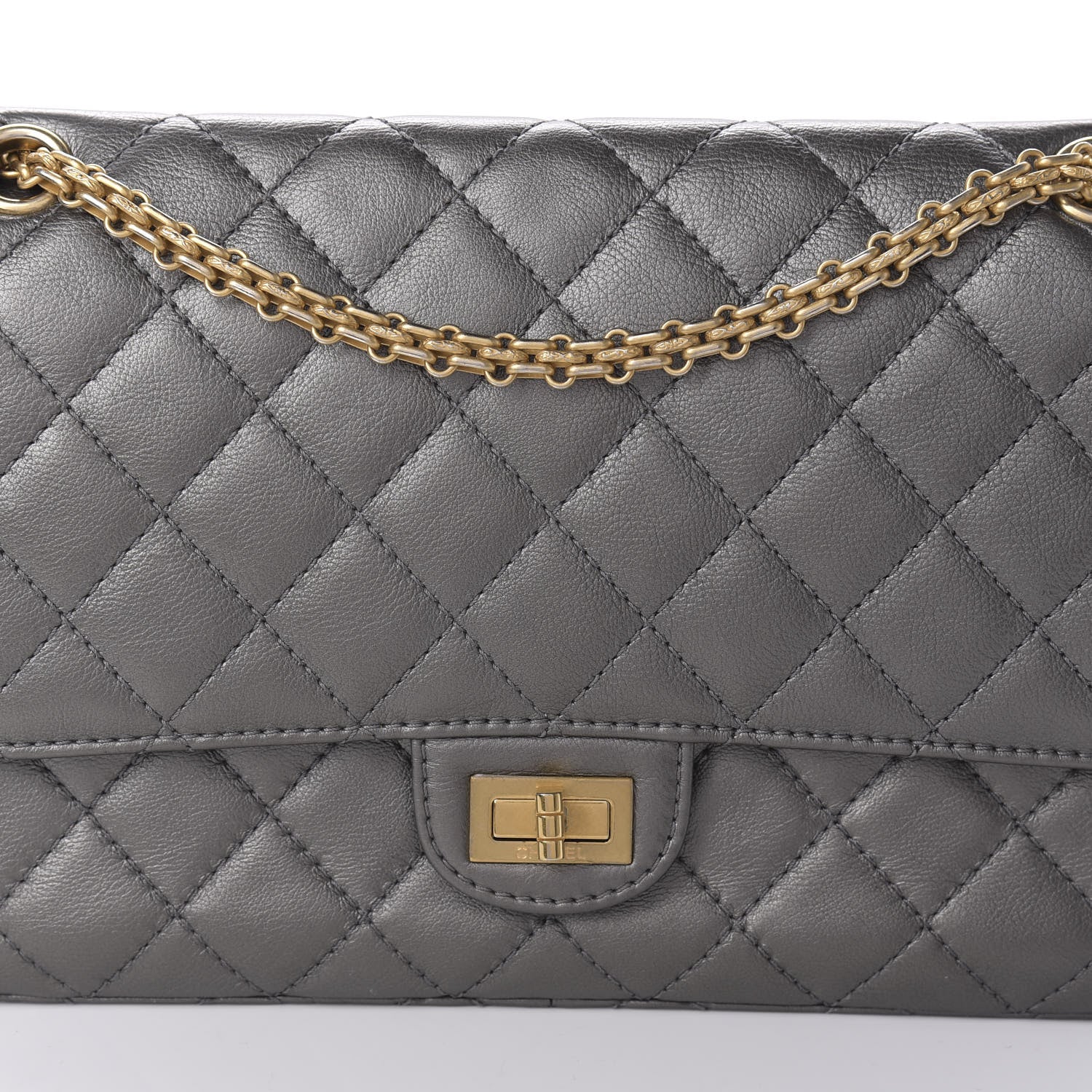 Chanel Metallic Calfskin Quilted 2.55 Reissue 226 Flap Charcoal 11 of 13
