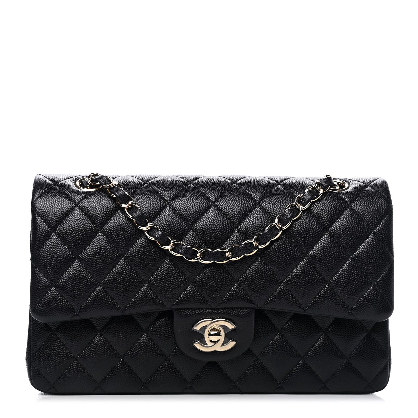 Caviar Quilted Medium Double Flap Navy
