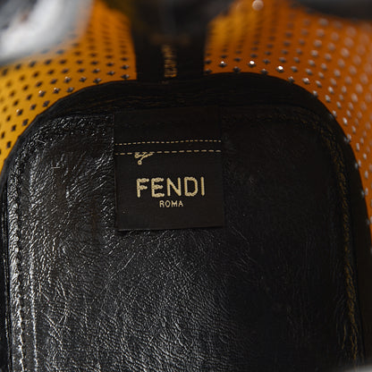 Fendi Vitello Liberty Glossy Lambskin F is Fendi Perforated Mini Mon Tresor Bucket Bag Sand Mimosa Black 7 of 10