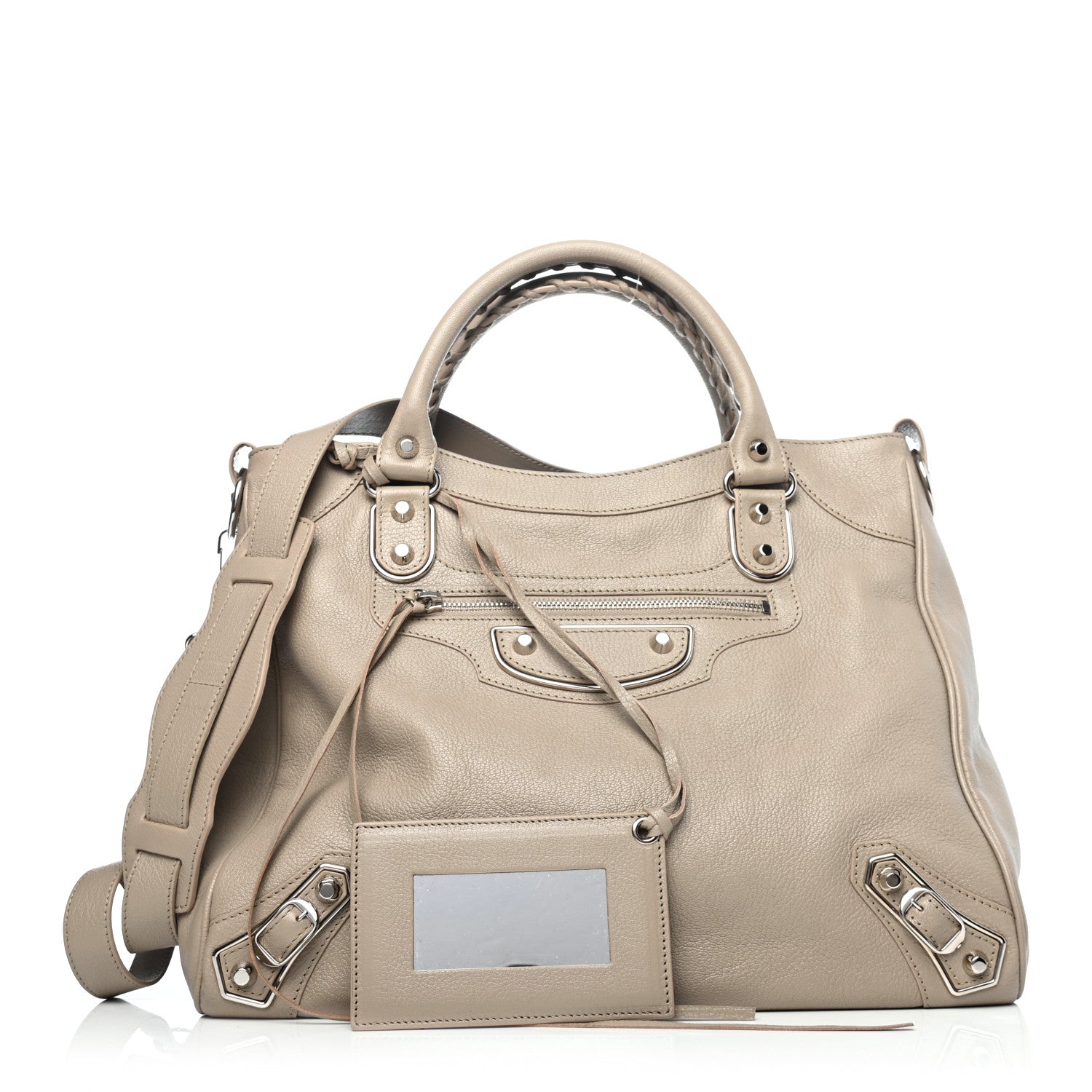 Balenciaga Chevre Silver Metallic Edge Hardware Velo Beige Dune Argille 1 of 4