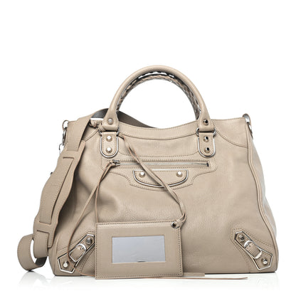 Balenciaga Chevre Silver Metallic Edge Hardware Velo Beige Dune Argille 1 of 4