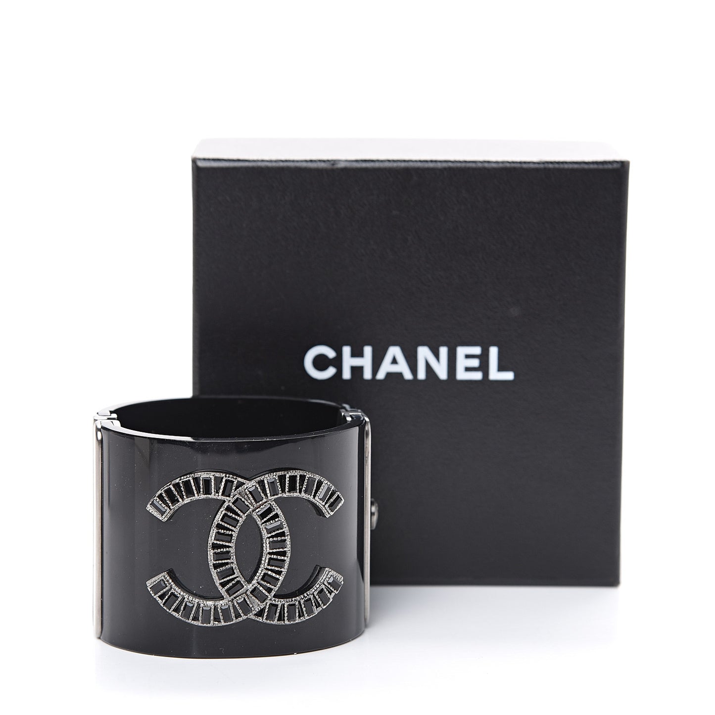 Resin Baguette Crystal CC Cuff Black