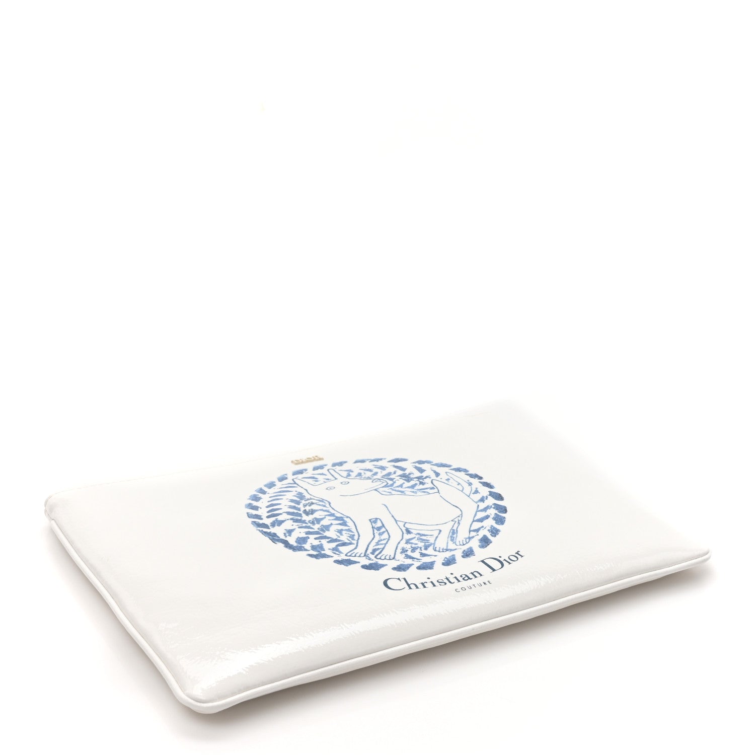 Christian Dior Vinyl Dog Cosmetic Pouch White Blue 4 of 7