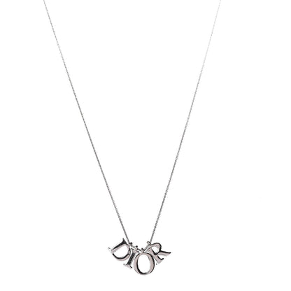 Christian Dior Metal Logo Necklace Silver 1 of 6