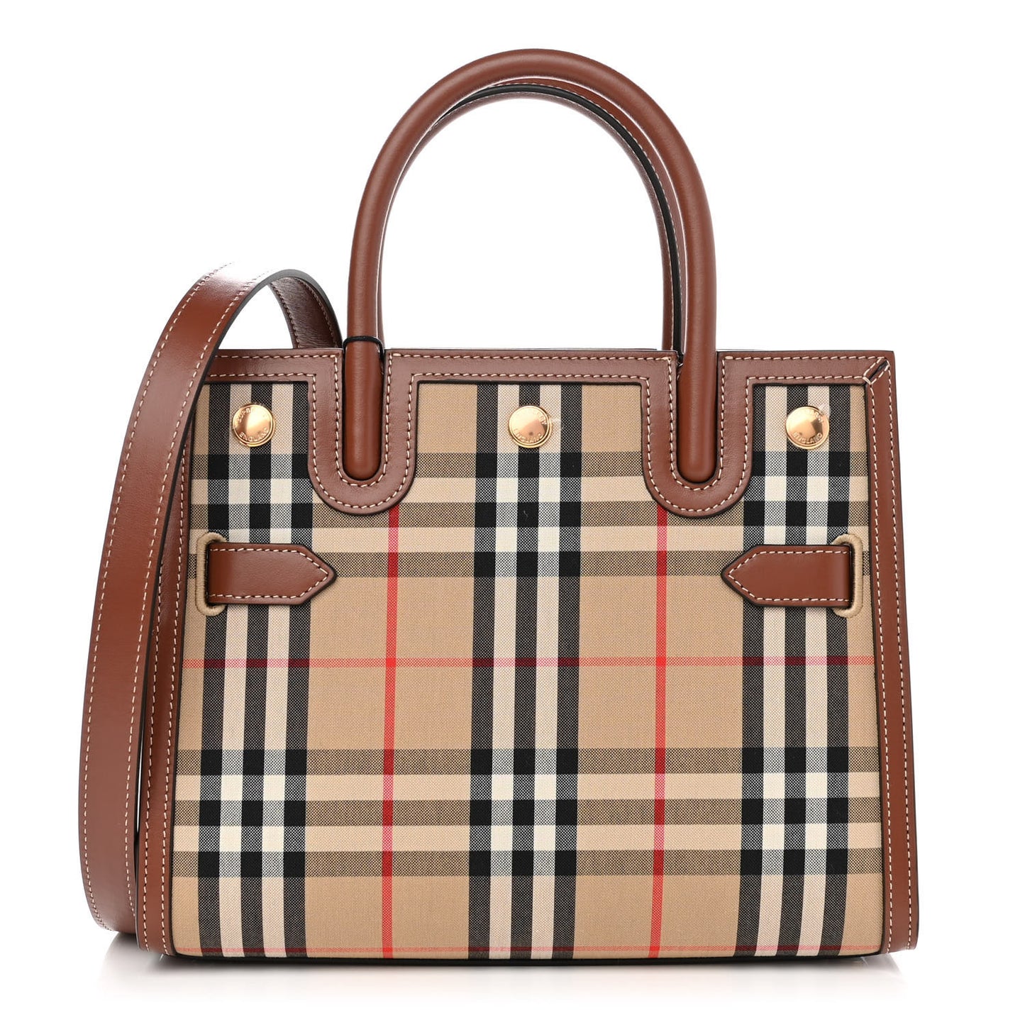 Calfskin Vintage Check Mini Two Handle Title Bag Archive Beige