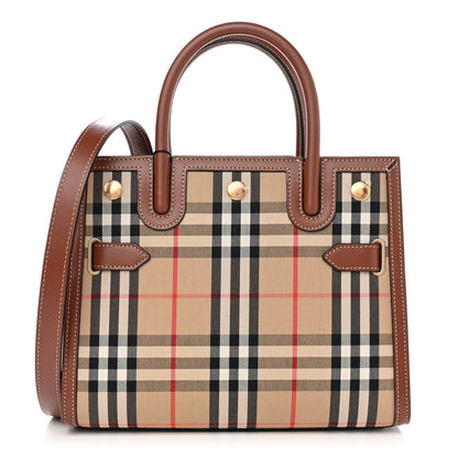 Burberry Calfskin Vintage Check Mini Two Handle Title Bag Archive Beige 1 of 10
