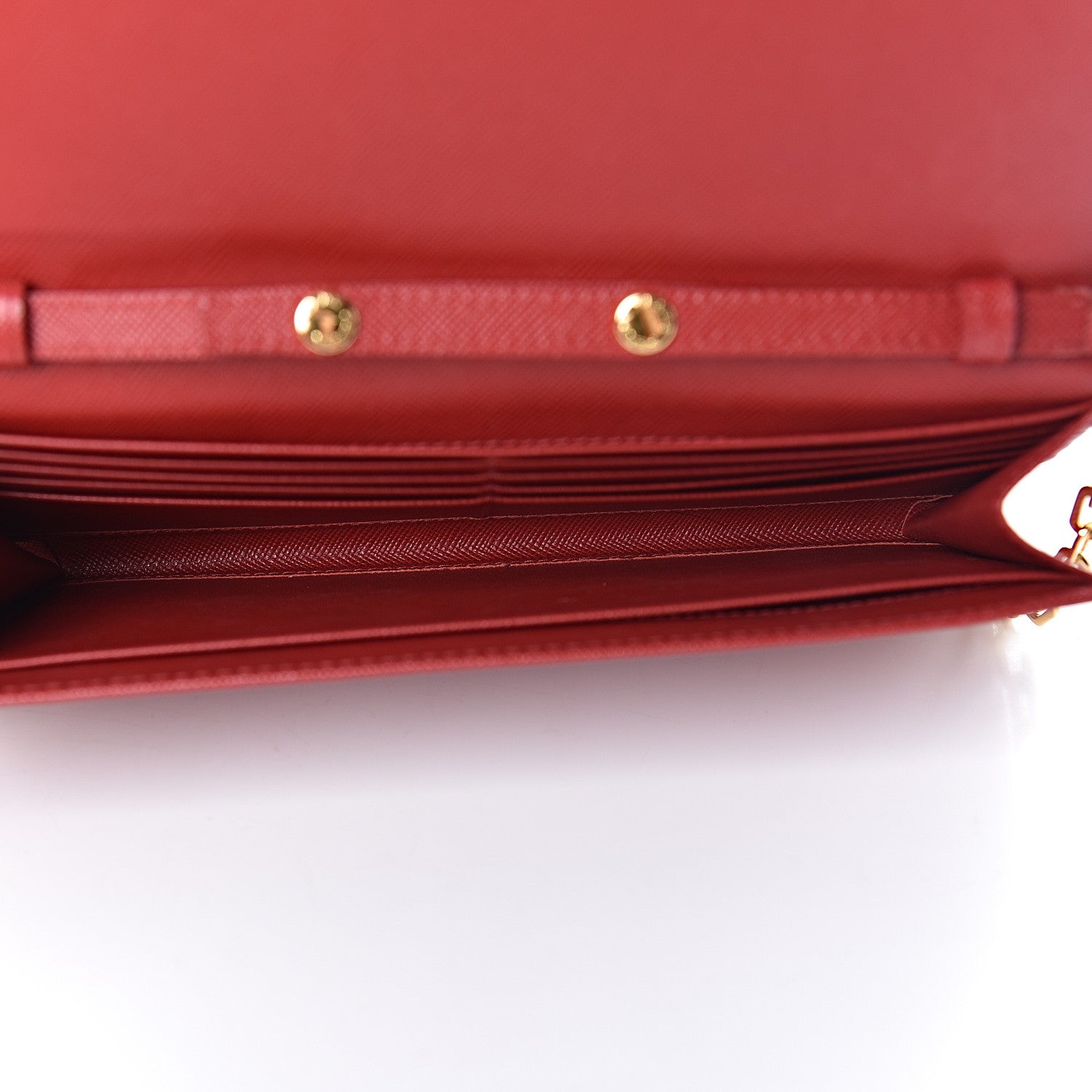 Prada Saffiano Metal Bar Chain Wallet Fuoco 5 of 12