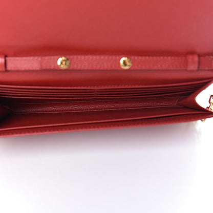 Prada Saffiano Metal Bar Chain Wallet Fuoco 5 of 12