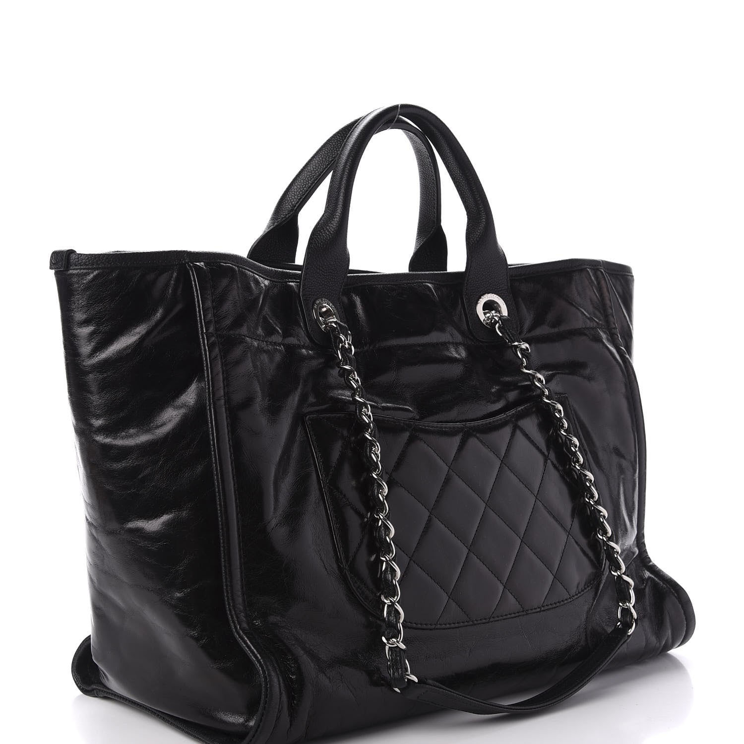 Chanel Glazed Calfskin Medium Deauville Tote Black 3 of 10