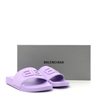 Balenciaga Rubber Womens BB Pool Slide Sandals 38 Lilac 13 of 13