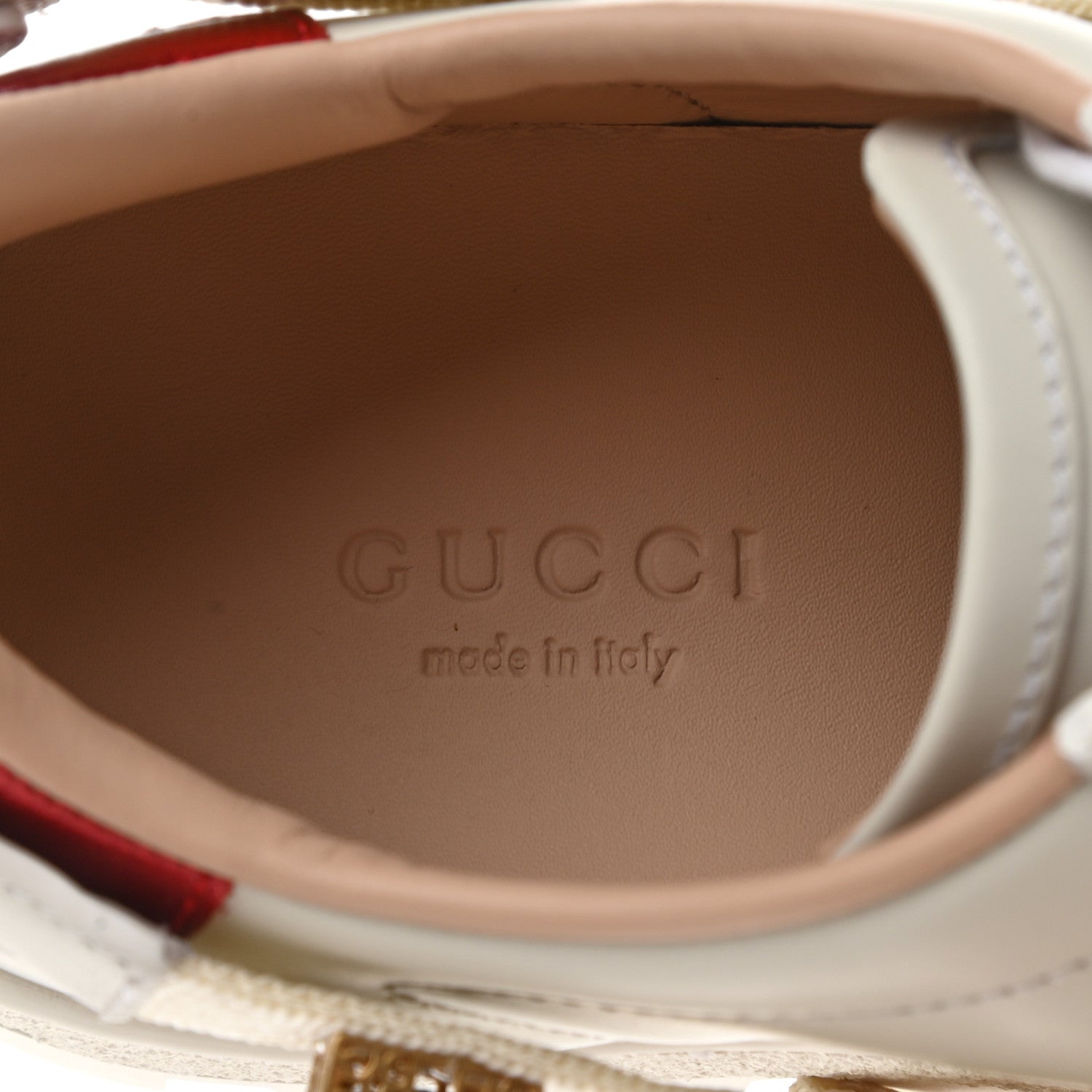 Gucci Calfskin Removable Crystals Bee Embroidered Ace Platform Sneakers 35 White 7 of 12