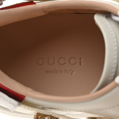 Gucci Calfskin Removable Crystals Bee Embroidered Ace Platform Sneakers 35 White 7 of 12