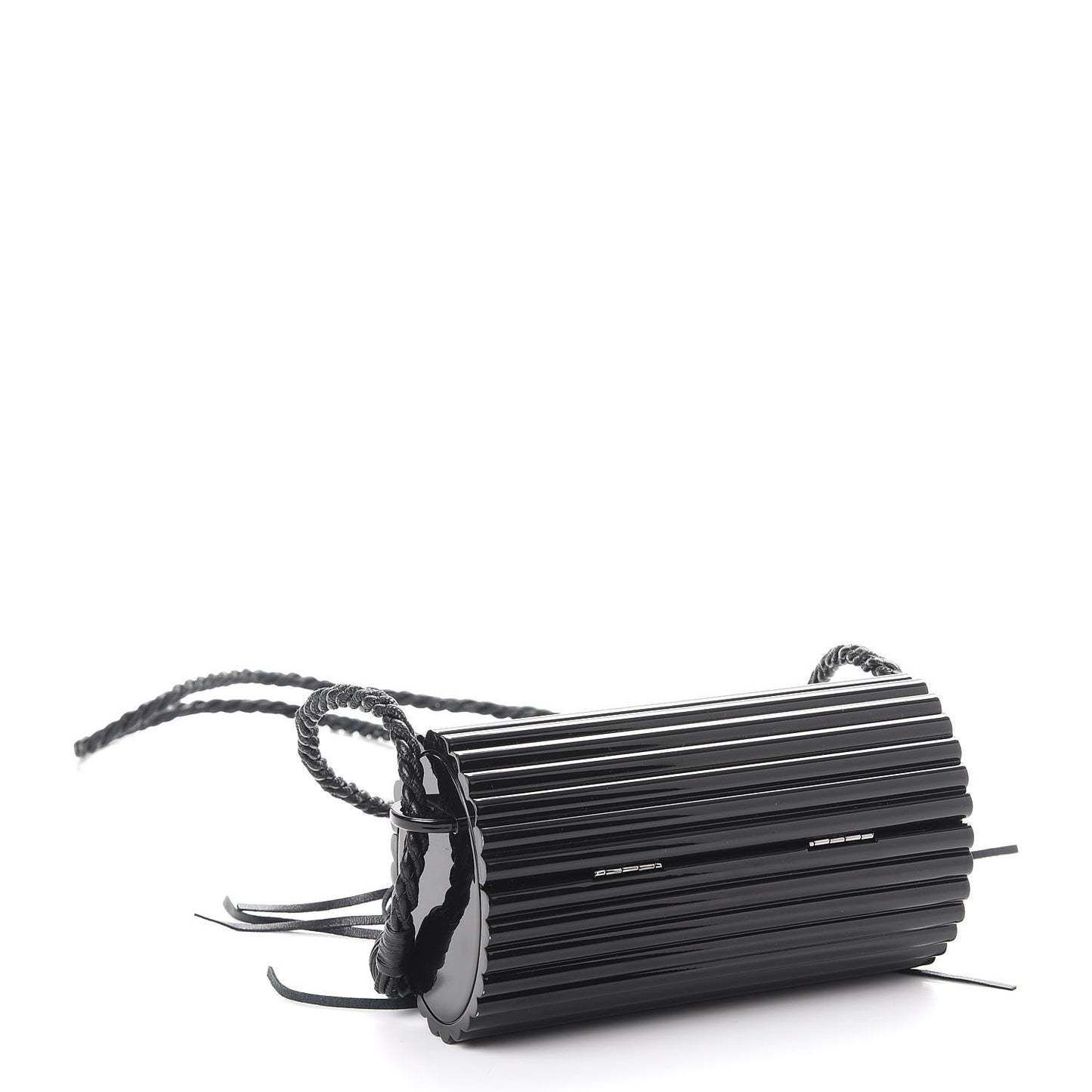 Ribbed Plexiglass Lambskin Fringe Monogram Opium Box Bag Black