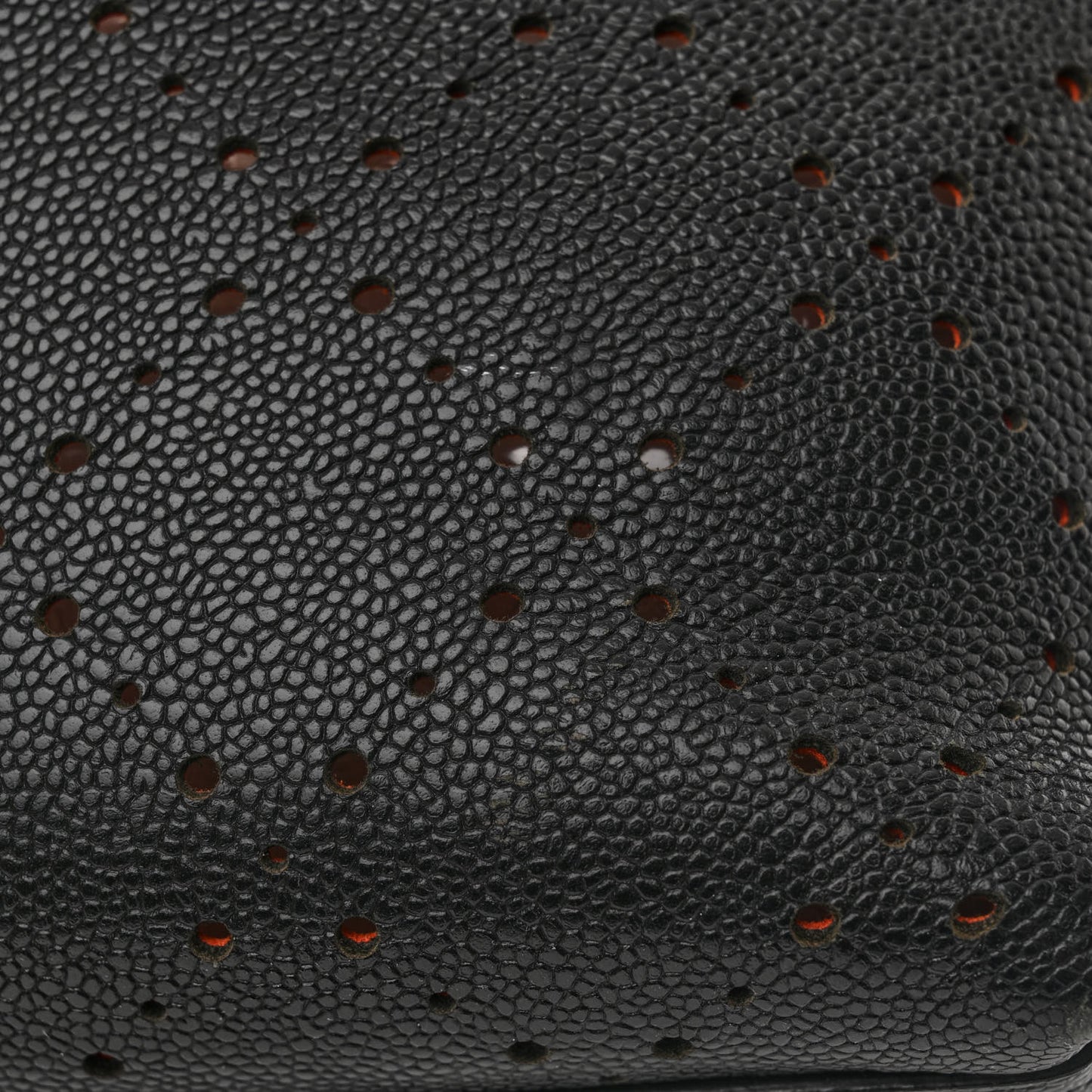 Caviar Perforated Drawstring CC Bag Black Orange