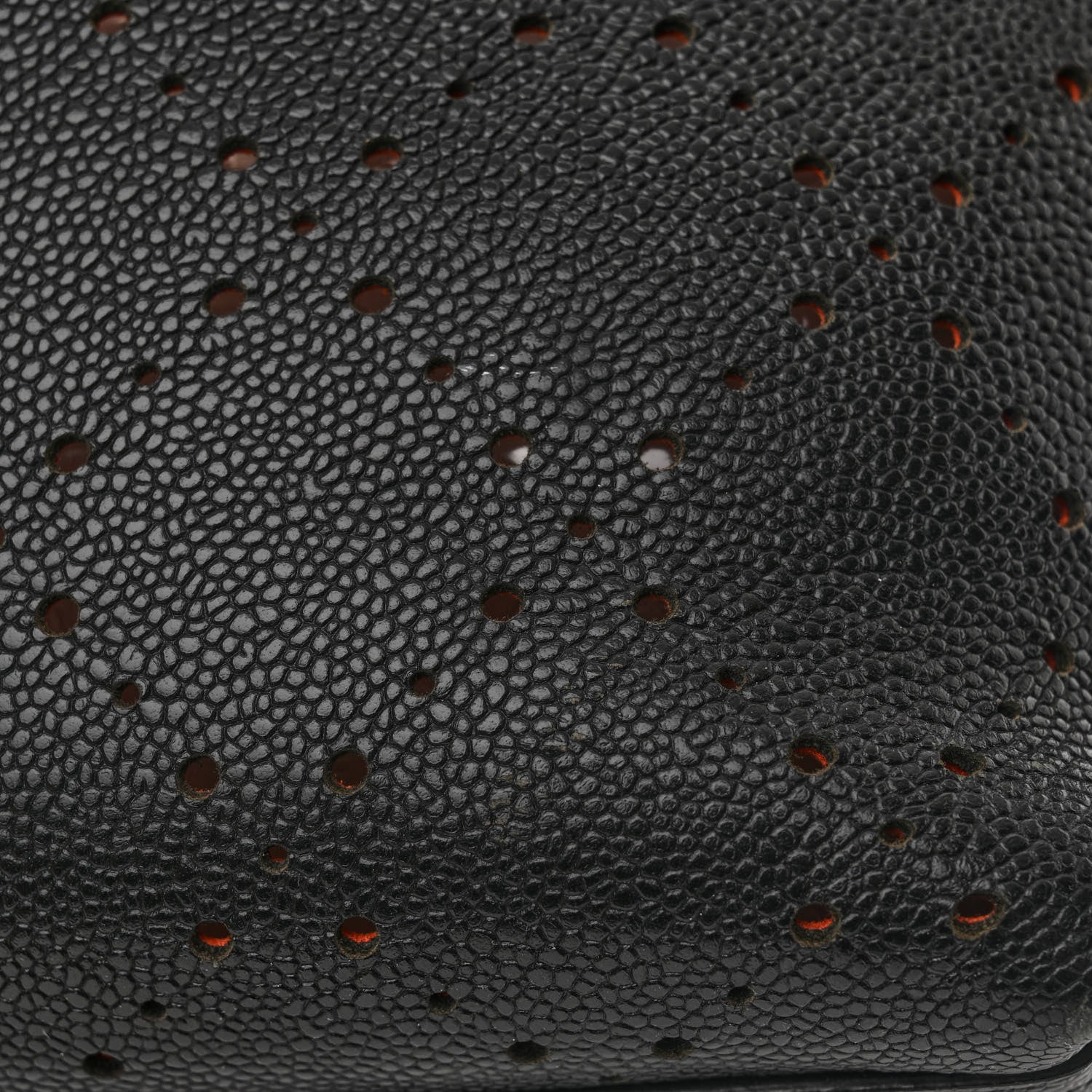 Chanel Caviar Perforated Drawstring CC Bag Black Orange 13 of 16