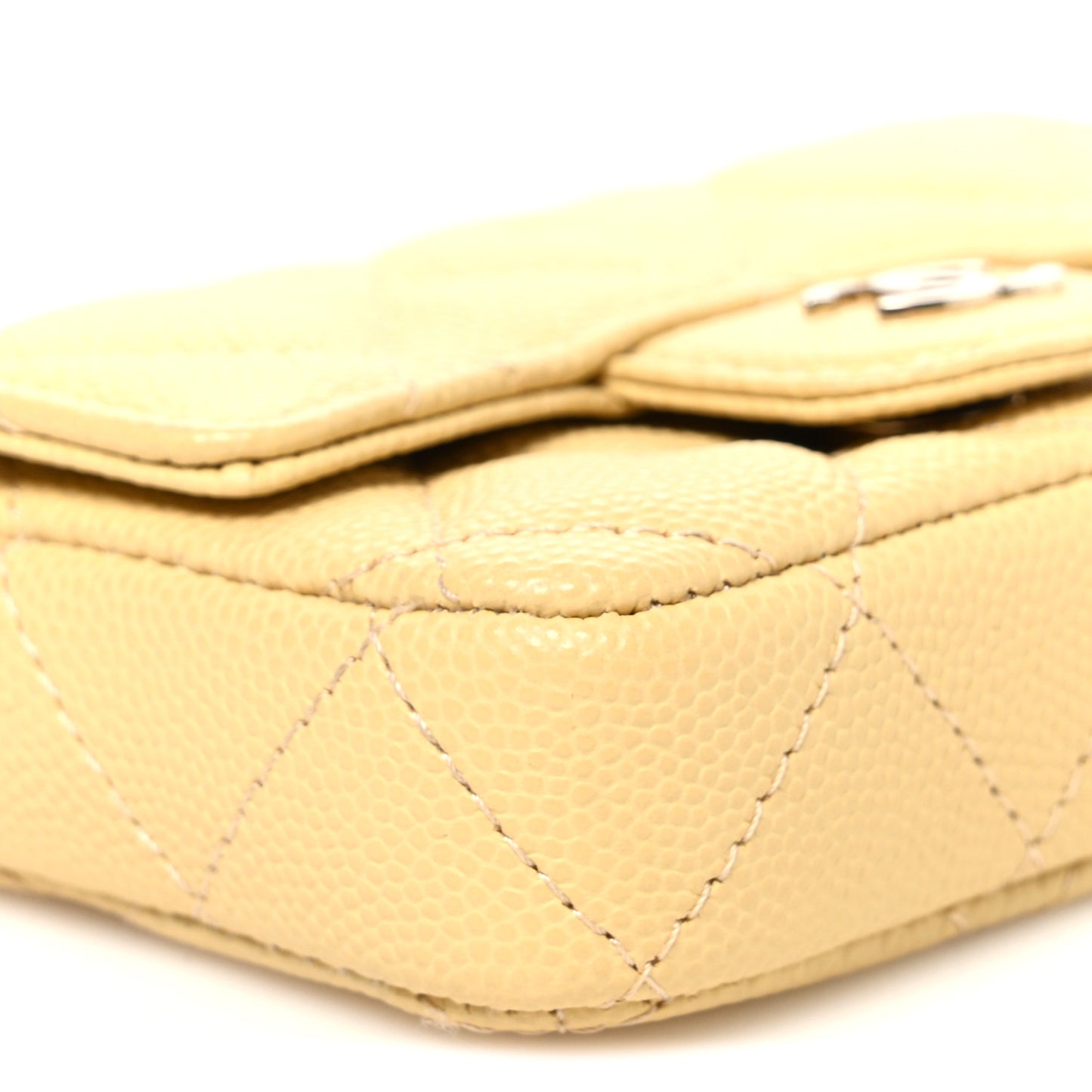 Caviar Quilted Mini Chain Belt Bag Light Yellow