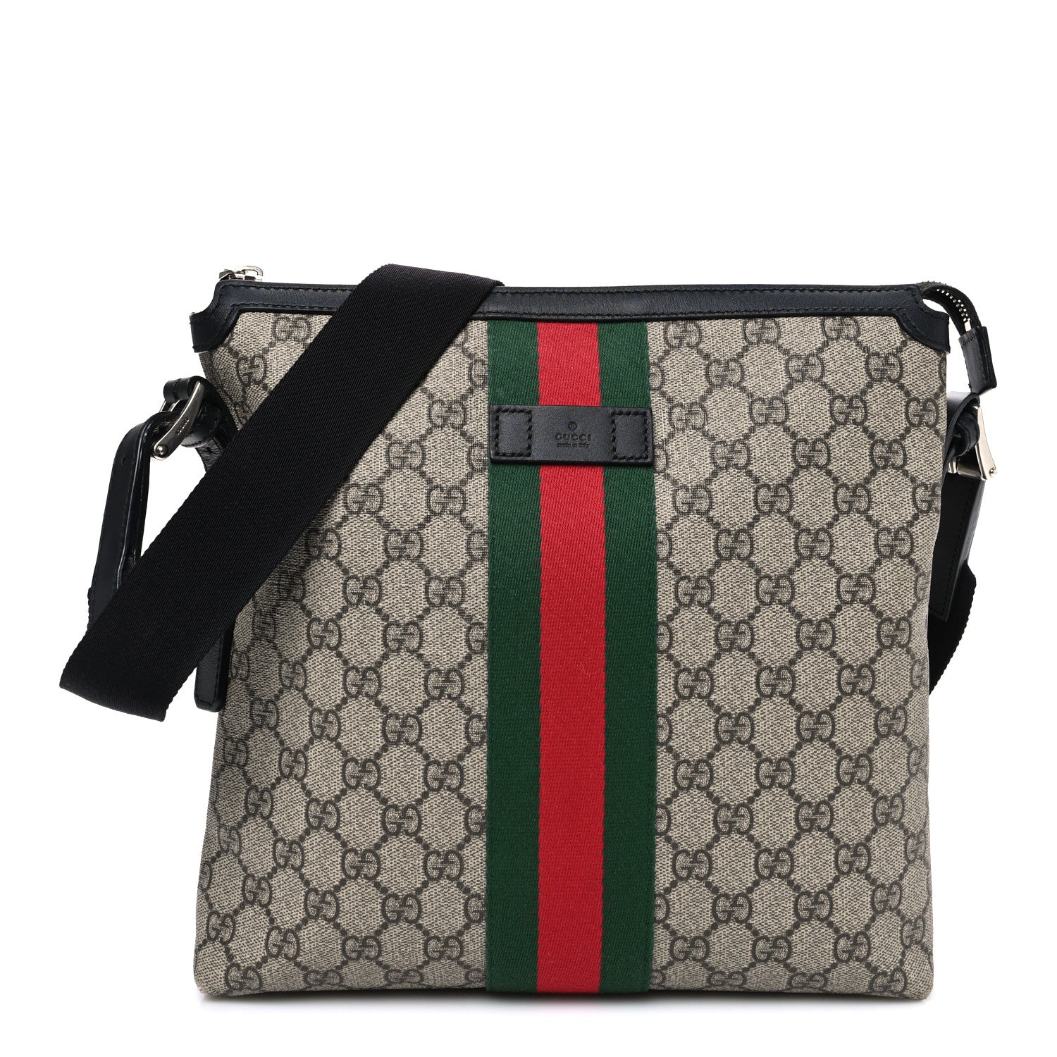 Gucci GG Supreme Monogram Web Messenger Bag Black 1 of 11