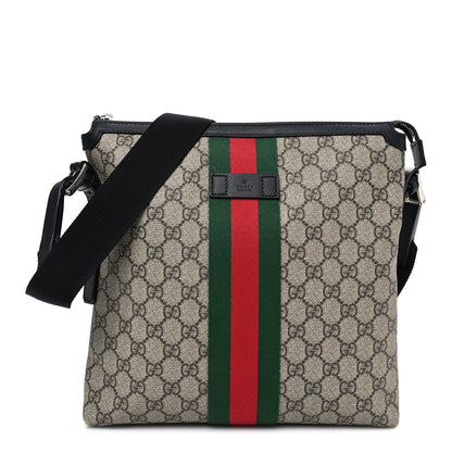 Gucci GG Supreme Monogram Web Messenger Bag Black 1 of 11
