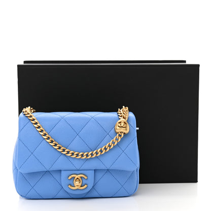 Chanel Caviar Quilted Mini Sweetheart Flap Blue 11 of 11
